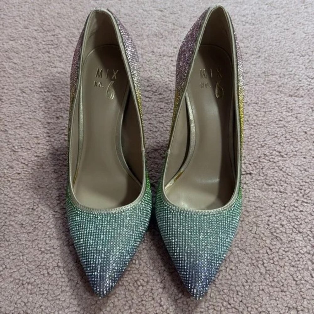 Mix No 6 Rainbow Studded Women's Stiletto Heels - Picture 3 of 4